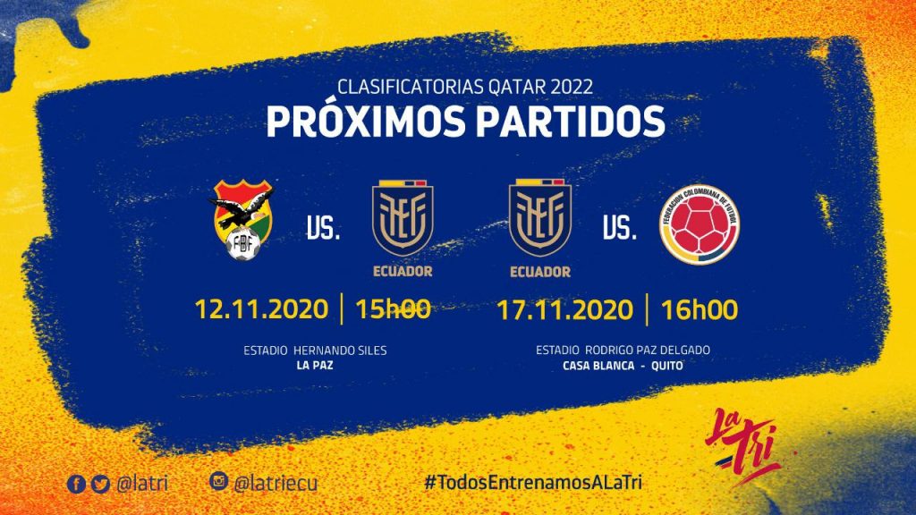Escalera objetivo Exagerar Definidos horarios de los partidos de La Tri en las próximas fechas de  Eliminatorias – FEF | Federación Ecuatoriana de Fútbol.